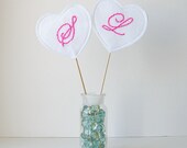 Wedding Cake Topper Set Heart Shaped Custom Monogrammed Initials
