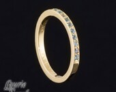 Genuine Blue Topaz 14kt Yellow Gold Plated Sterling Silver Mothers Ring with Milgrain - December Birthstone - LS2421