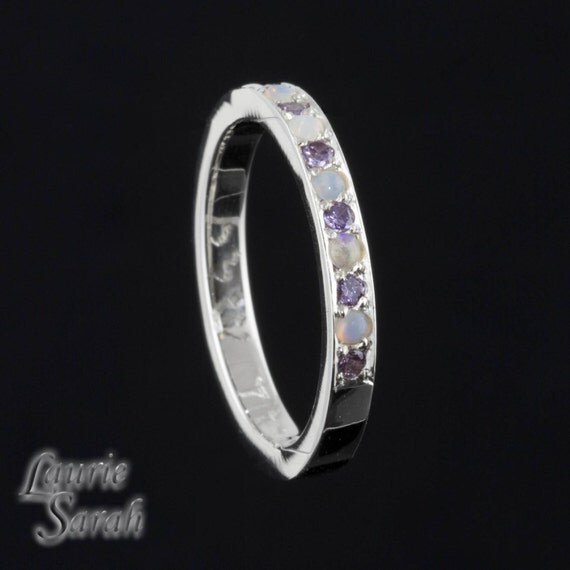 Opal and Amethyst wedding band