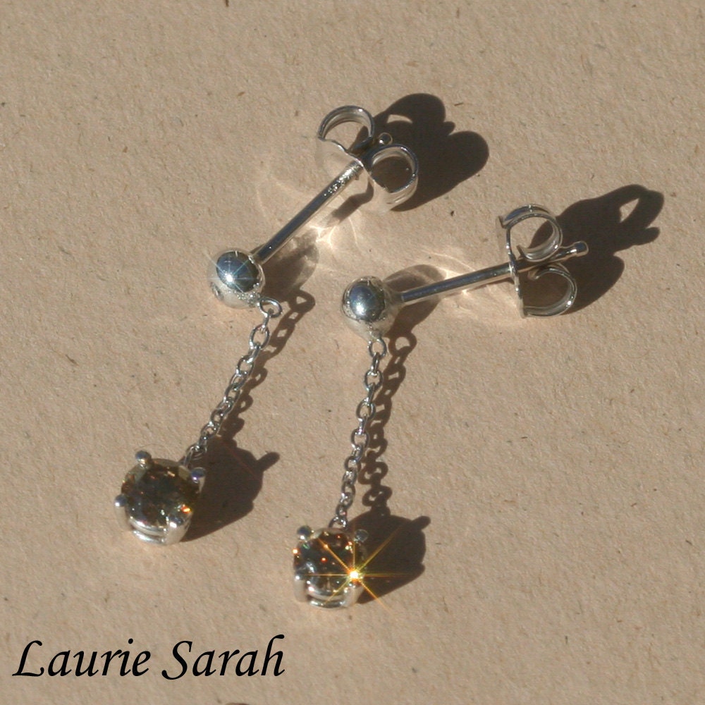 Fancy Brown and White Diamond Dangle Earrings - LS1320
