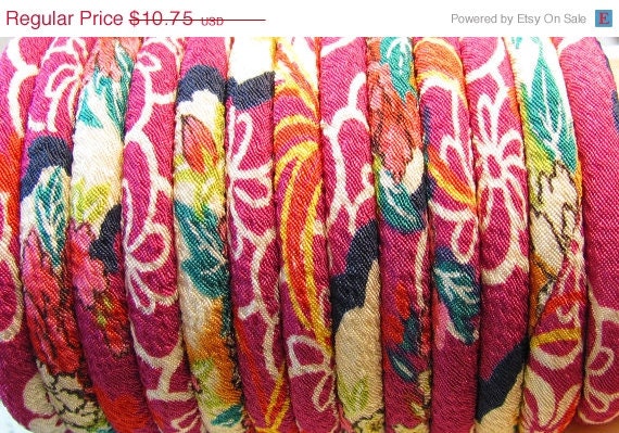 On Sale 36 inches Japanese Chirimen Kimono cord, 5mm, fuchsia purple navy blue green cream