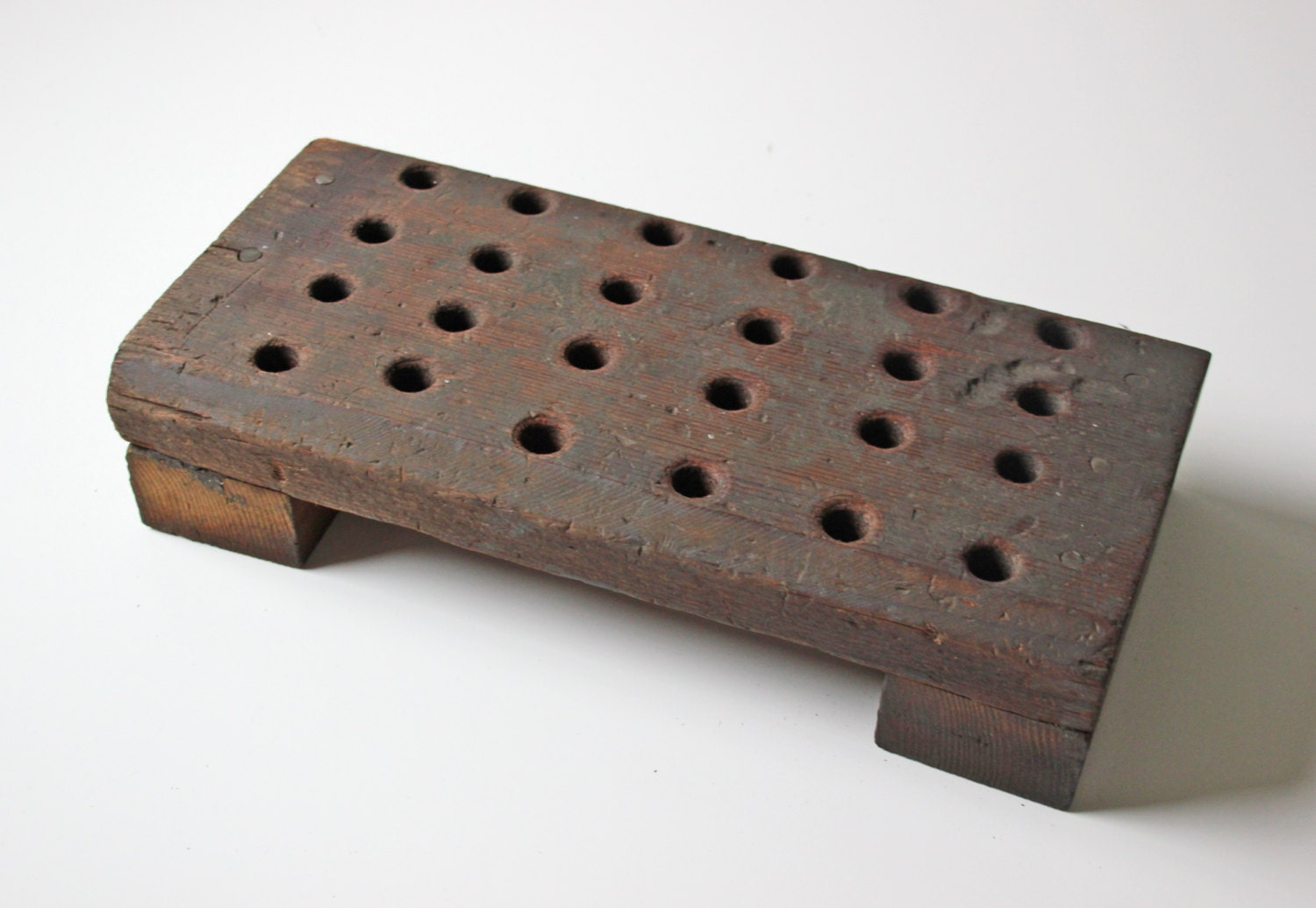 antique wooden drill bit holder display or desk accessory