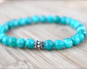Russian Amazonite Gemstone Stretch Bracelet. Stacking Bracelet