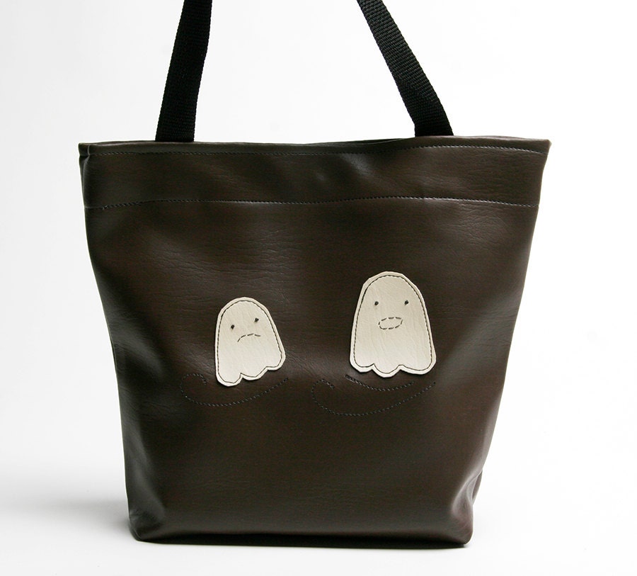 SALE Brown Vinyl Ghost Tote