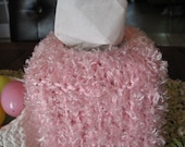Tissue Cover Hand Knit in Pink Fur Yarn