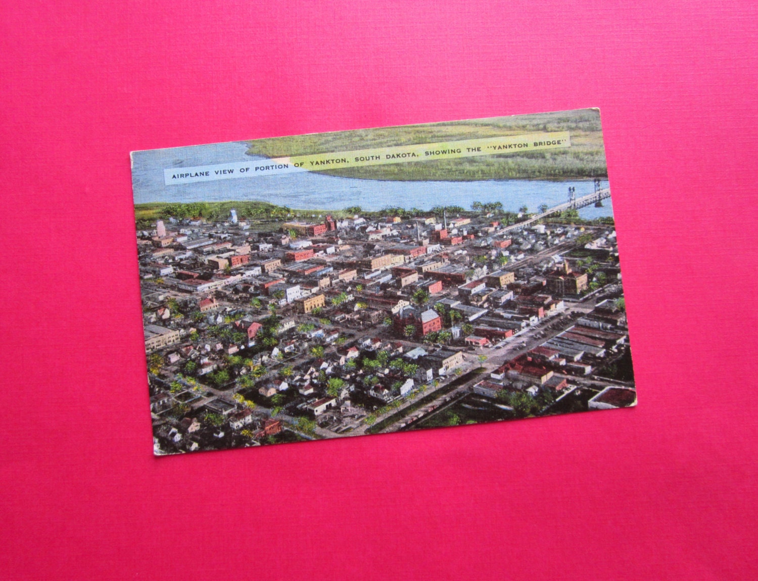 Vintage Postcard Airplane View of Yankton South Dakota