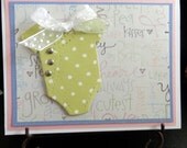 Greeting Card Baby Lime Polka Dot Onesie