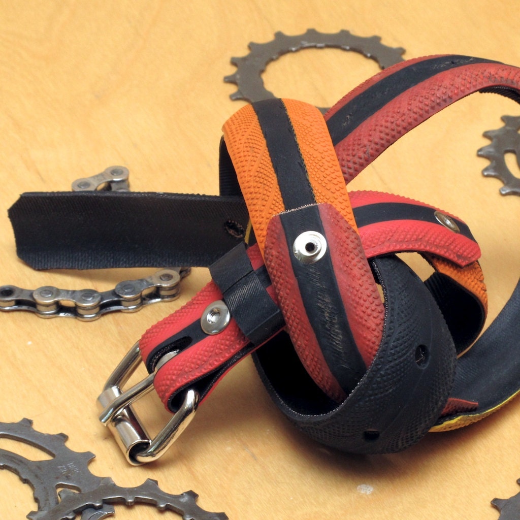Deluxe Bicycle Tire Belt - Red/Orange/Yellow/Black Road Tread - Size 31