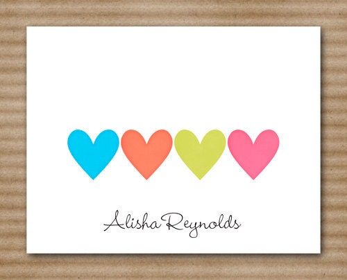 Heart Stationery / Stationary / Note Cards / Notecards / Personalized (set of 8)