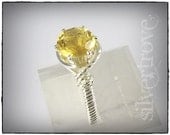Size11 Citrine Birthstone Gemstone Ring Sterling Silver Wire Wrapped 8mm Round Faceted Gem - IN STOCK