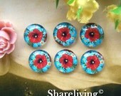 SALE - 10% OFF - 10pcs 12mm Handmade Photo Glass Cabochons  (Morning Glory) -- BCH138D