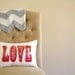 LAST CHANCE SALE - Ombre Love Pillow - Hand Printed - Linocut Carved Font Stamp - Valentines Day Decor - Nursery Decor
