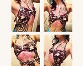 Brown Bandeau, Sexy Tank Wrap Around Top, Bohemian Bra, Halter Upcycle, Crude Things Summer Festivals Fashion