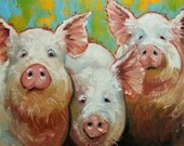 Pigs painting 2 24x36 inch original oil painting by Roz