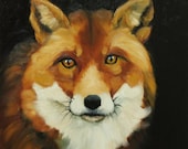 Fox painting 8 18x18 inch original animal portrait oil painting by Roz