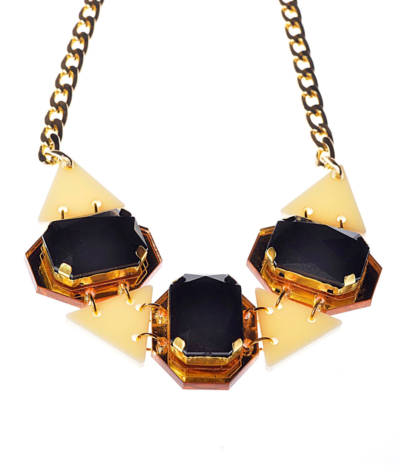 Black Drops Statement Necklace,PlexiglassJewelry,Geometric Necklace,Lasercut Acrylic