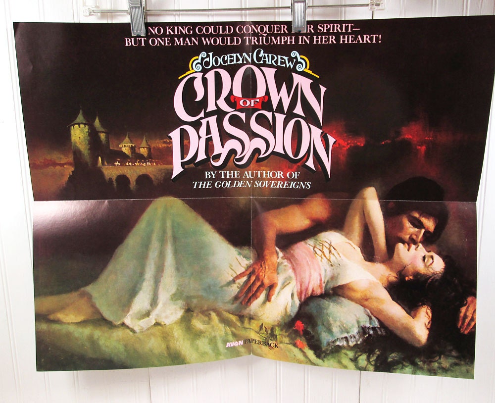 Vintage Book Advertising Poster - Crown Of Passion by Jocelyn Carew - Historical Romance Novel