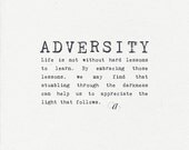 Art Print 8x10 - Adversity - inspirational, motivational word art