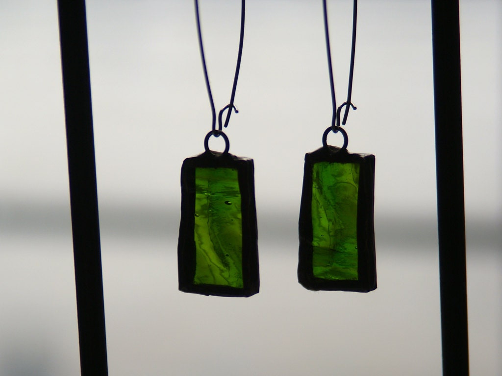 Stained Glass Earrings: Green