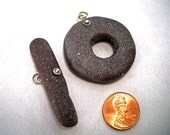 Rustic Black Faux Beach Stone Toggle
