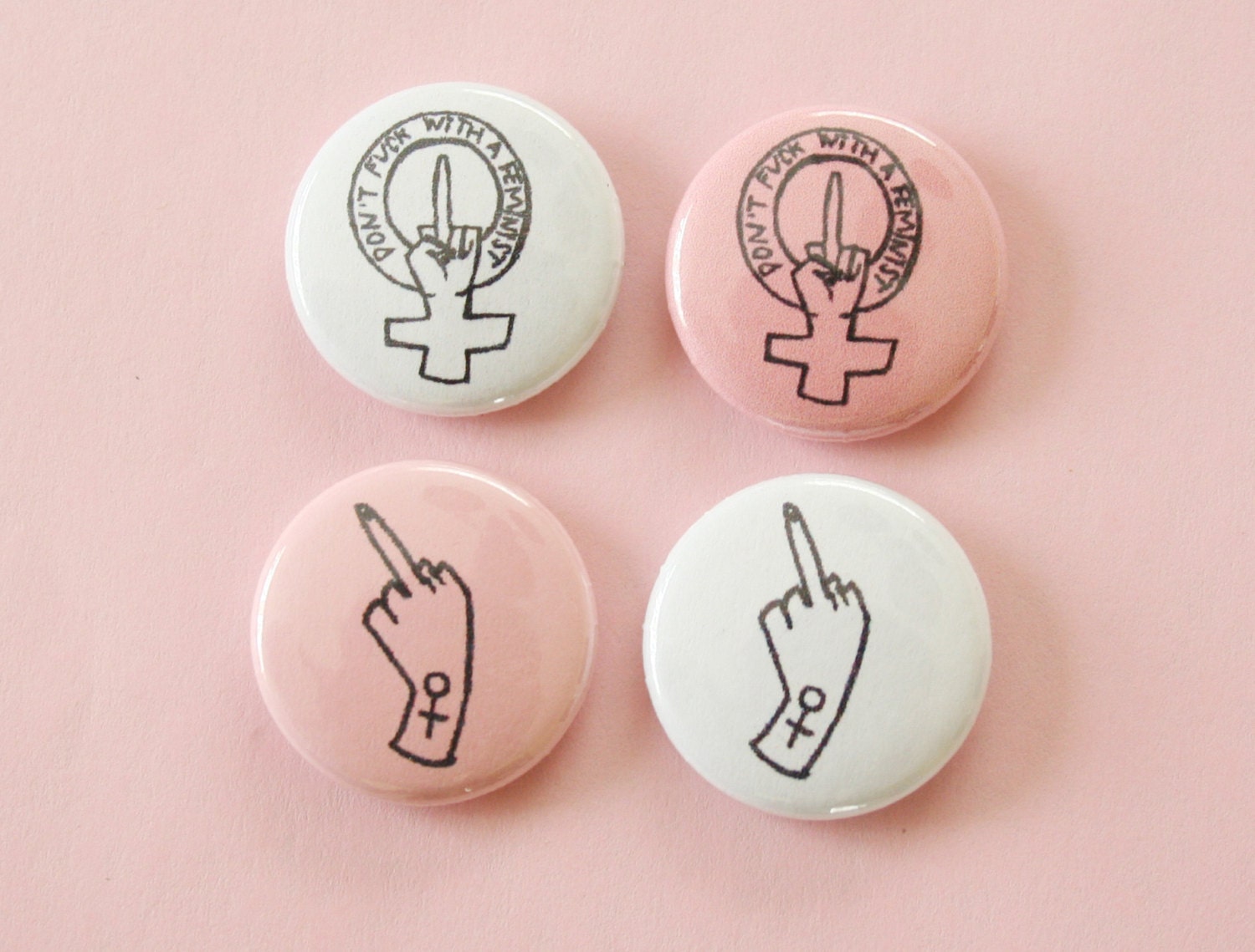 Middle Finger Button Set of 4