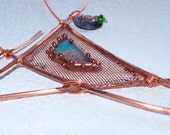 Talisman Mixed Media Sculpture Fused Dichroic Stained Glass & Copper Metal Wall/Garden/Window Art Ornament