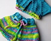 12 16 inch Waldorf Doll Skirt And Shrug Set In Bright Spring Colors