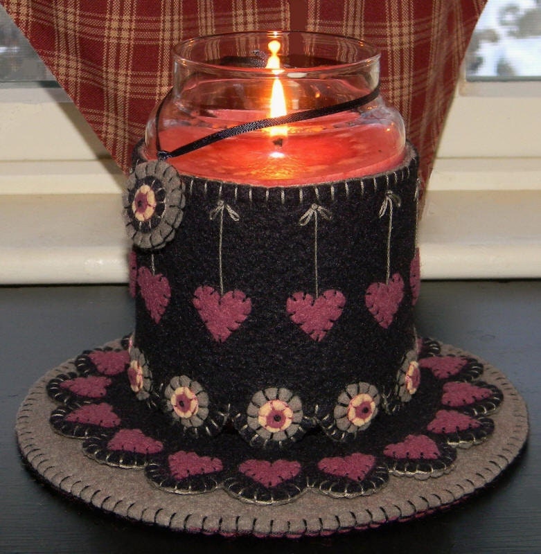 Heartstrings 2 ... Candle Jar Wrap, Penny Rugs & Ornie Pattern with Wool Kit