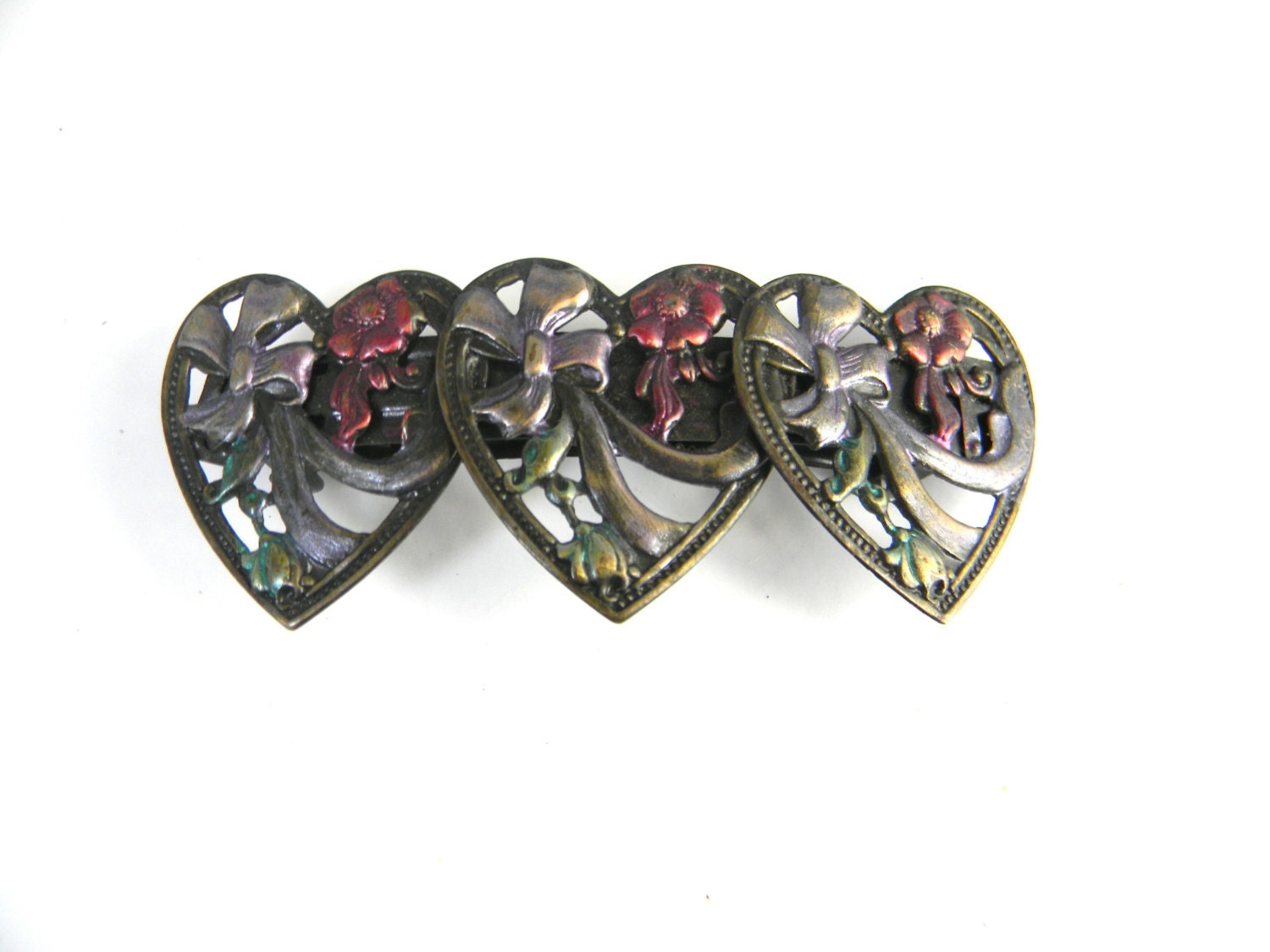 Vintage  barrette ,  metal, art nouveau style