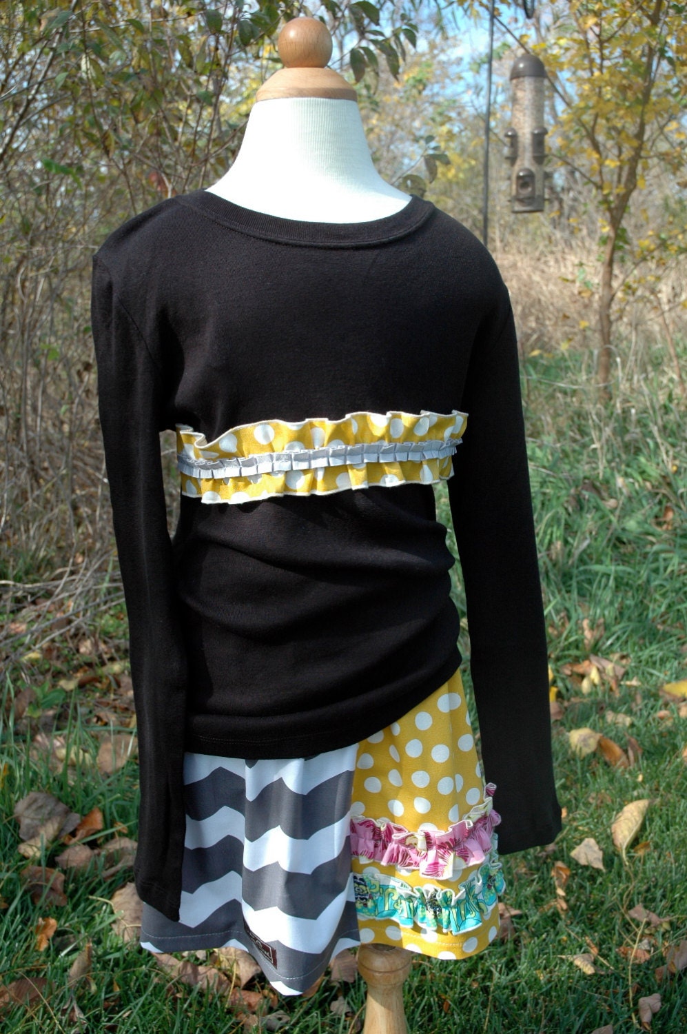 Chevron and Polka Dot t-shirt - long sleeve Sale READY TO SHIP