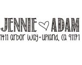 Couples Names Return Address Stamp - self inking with heart and fun font