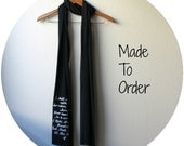 MADE TO ORDER Robert Frost Quote/The Road Not Taken. American Apparel Hand Printed Scarf in Black