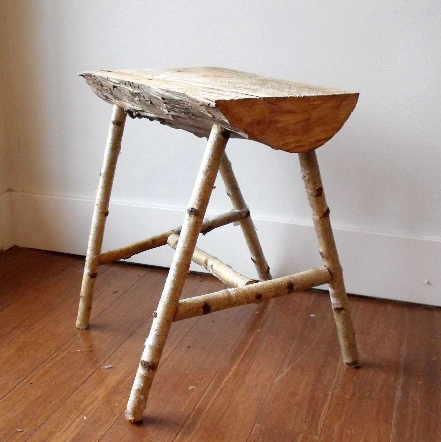Vintage stool :  Rustic Wood Log Stool