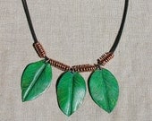 Green Copper Leaf Necklace
