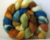 Hand Dyed BFL Wool Spinning  Felting Fiber, Blue Faced Leicester Top Roving, hand painted, 4 oz BFL057