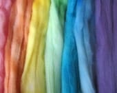 Hand Dyed Merino Wool Play Pack- Spinning  Felting Fiber, Merino Wool Top Roving, Hand Dyed, 3 oz Pastel Rainbow