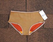 SALE /// SIze S classic cut undies merino wool two-toned orange camel and orange
