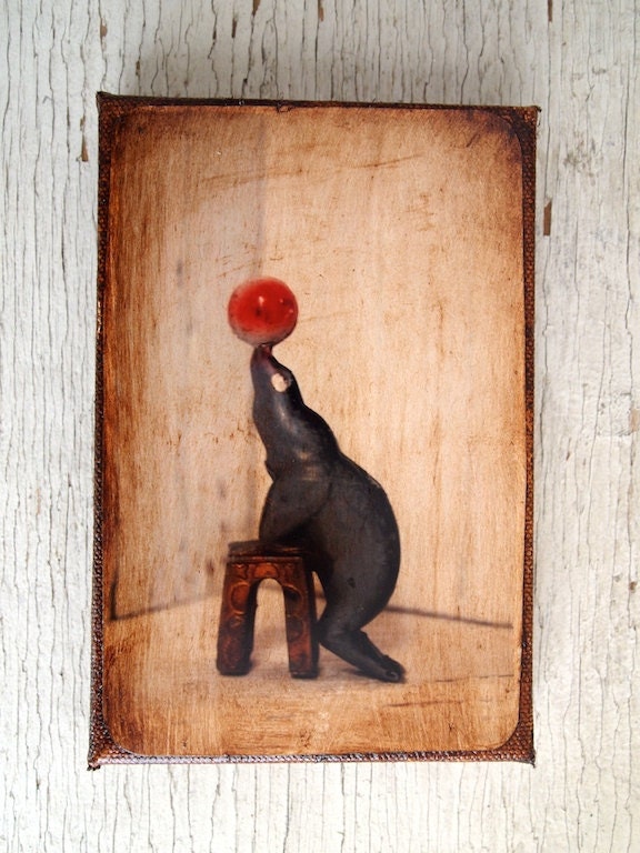 Vintage Toy Seal Art/Photo - Wall Art 4x6