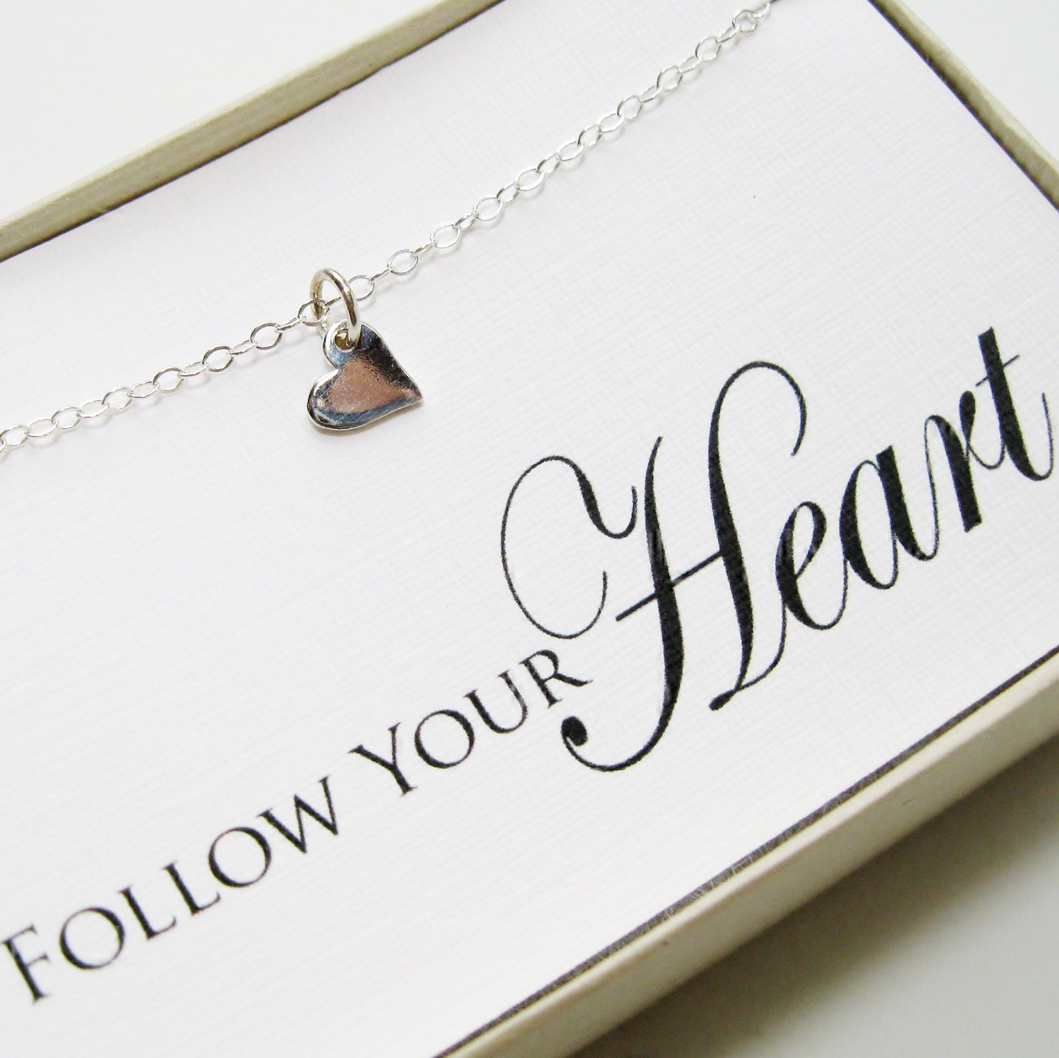 Follow Your Heart Necklace, Sterling Silver - Graduation Gift, Graduate Gift, Class of 2013, Graduation necklace