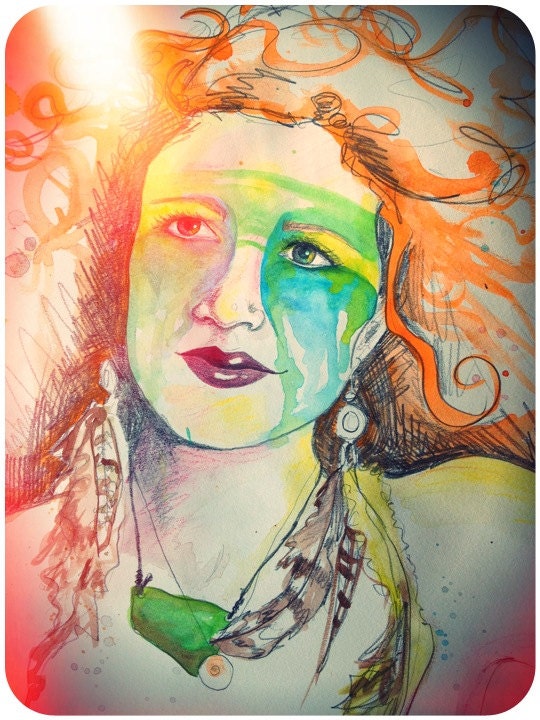 Birth of a Goddess - Nika - Print from Drawing - by Erica Herbert