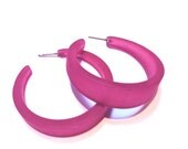 Fuchsia Pink Matte Hoops - Mod Mid Boomer -  lucite hoop earrings