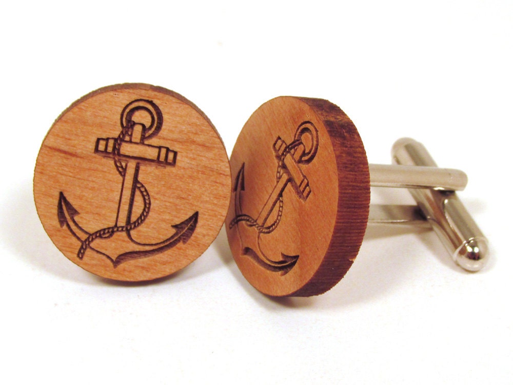 Anchor Wooden Cuff Links - memoriesforlifesb