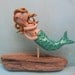 Green and Gold Folk Art Mermaid Sculpture