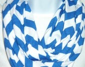 Chevron Infinity Scarf,On Sale, Cotton Infinity Scarves Zig zag Wholesale Avail Knit Jersey Double loop cowlneck Blue