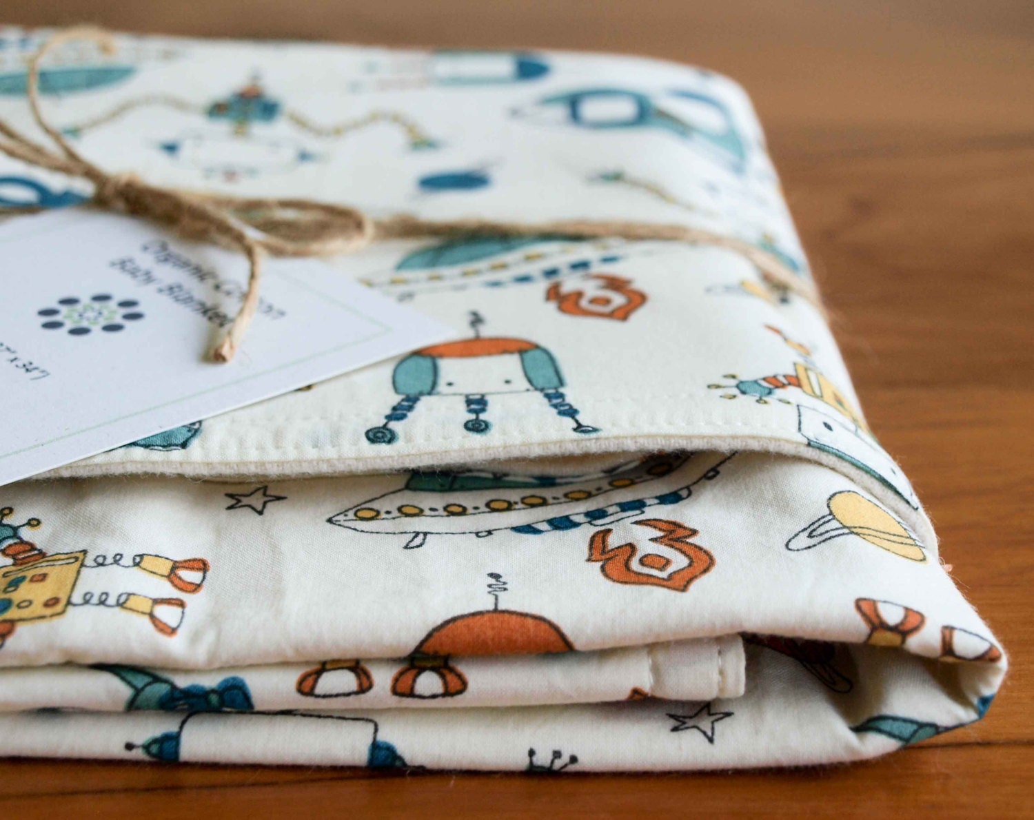 Organic Baby Blanket in SPACEBOTS