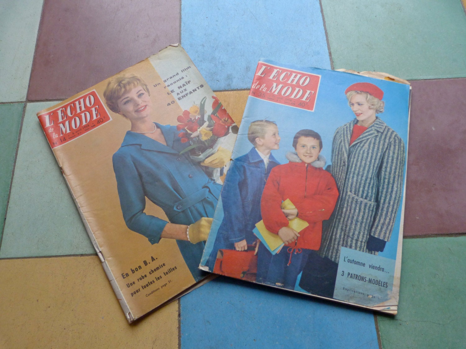 Vintage 1958 French Issue Fashion magazine Le petit echo de la Mode batch of 2
