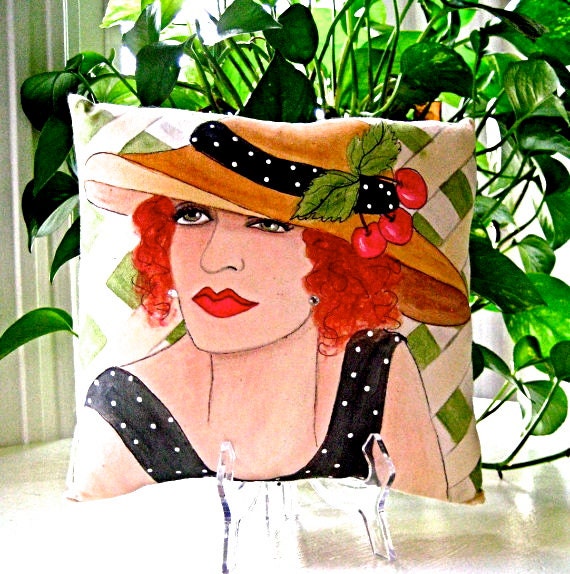GARDEN CLUB  PILLOW, Hand Painted PIllow, Garden, Garden Woman, Garden Decor, Garden Quote