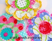 Sewn Petal Flower Fabric Appliques Set of Three