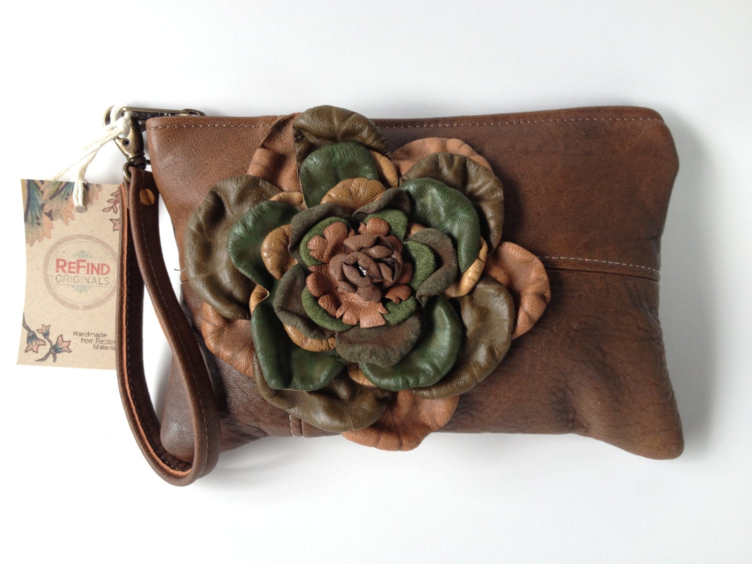Flower Wristlet in Greens and Browns