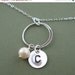 ON SALE Personalized Necklace with Fresh Water Pearl  - Halo - ALL Sterling Silver Bridal Party, Bridesmaids Gifts, Wedding